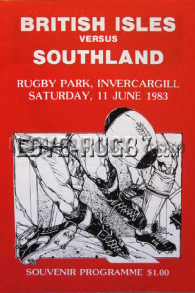1983 Southland v British Lions  Rugby Programme